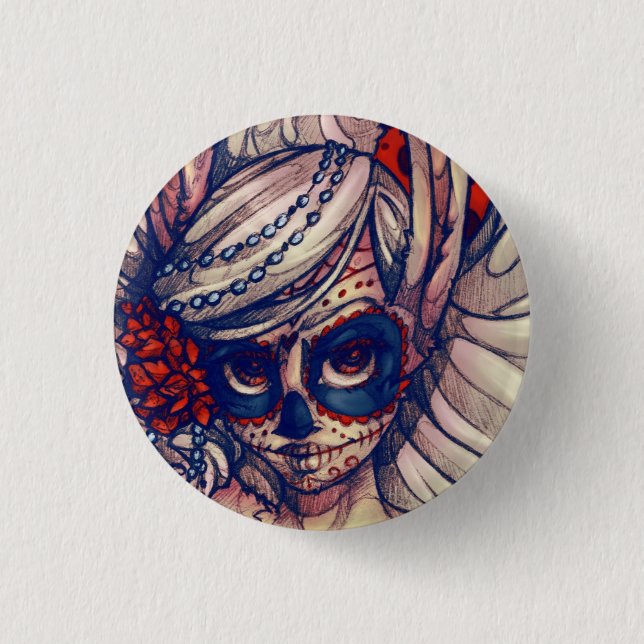 SugarSkull Bunny Pin (Front)