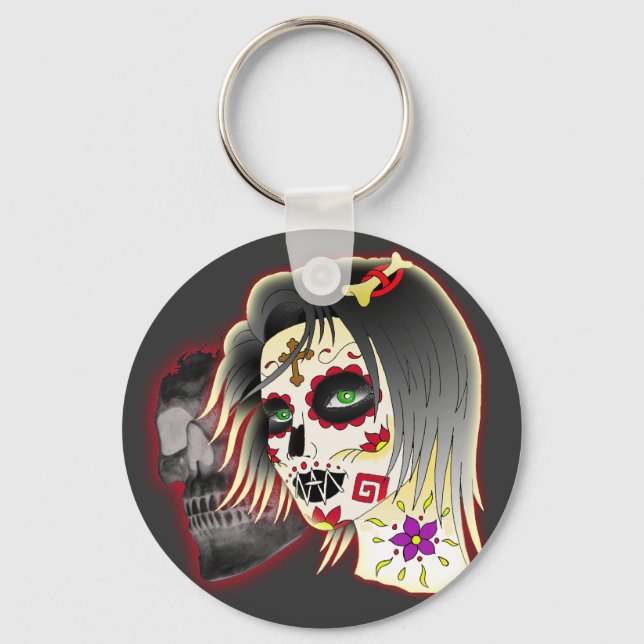 sugarskull lady keychain (Front)