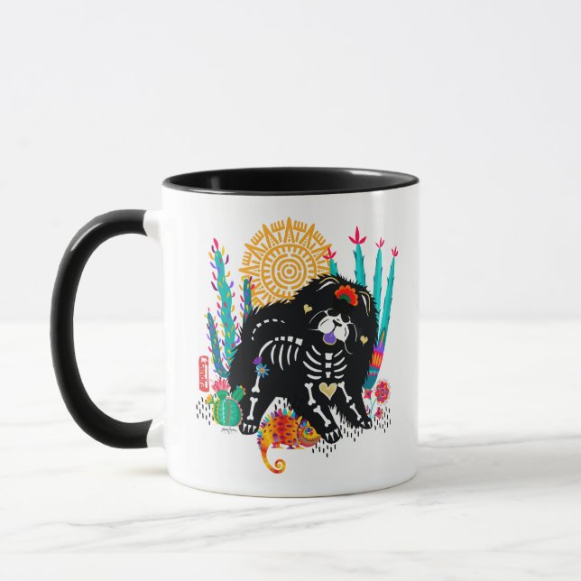 SUGARSKULL NIRVANA chow dog halloween 11 oz mug (Left)