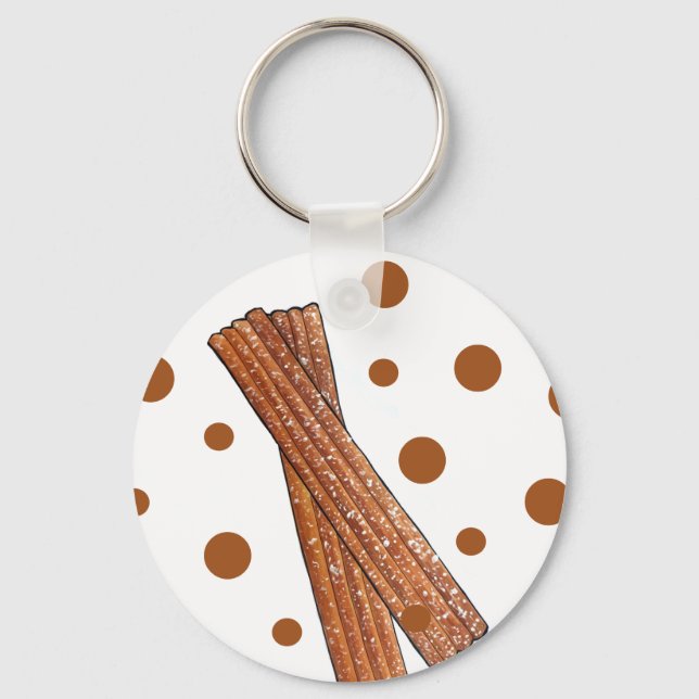 Sugary Churro Fried Dough Pastry Spanish Food Keychain (Front)
