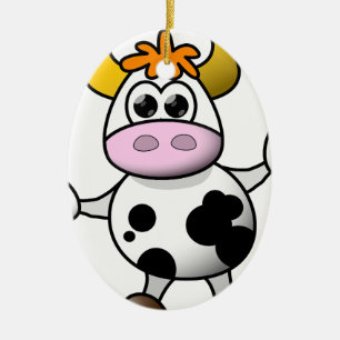 Suggestive cow ceramic ornament