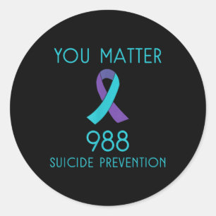 Suicide Awareness - 988 Shirt - Suicide Prevention Classic Round Sticker