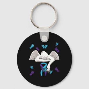 Suicide Awareness Angel Ribbon Butterflies  Keychain