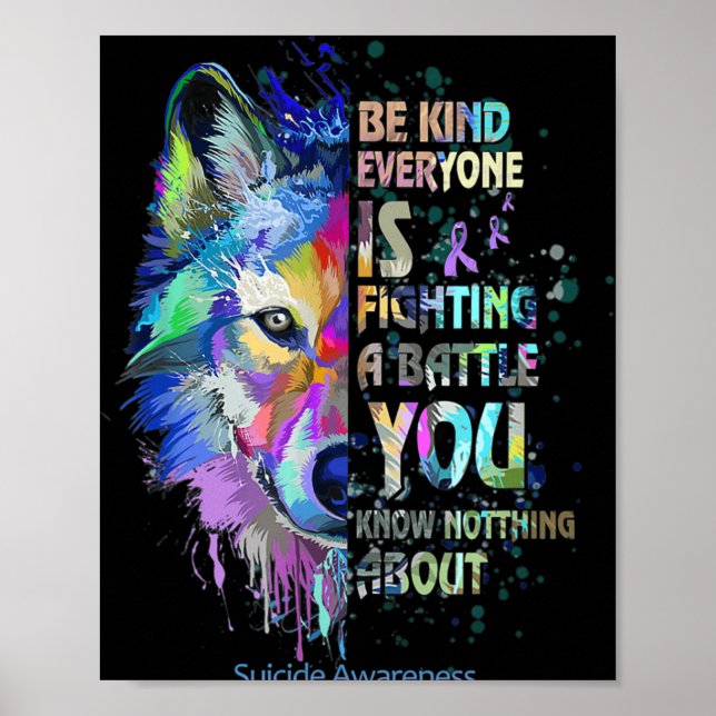 Suicide Awareness Be Kind Everyone Is Fighting A B Poster (Front)