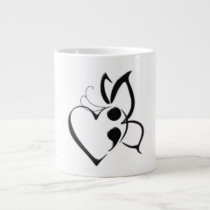 Suicide Awareness Butterfly Semi-Colon Heart Mug