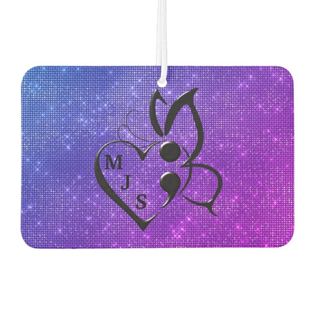 Suicide Awareness Butterfly Semicolon Heart Air Freshener (Front)