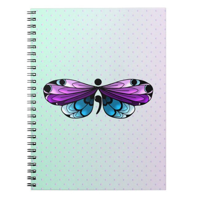 Suicide Awareness Butterfly Semicolon Notebook (Front)