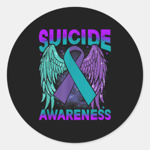 Suicide Awareness Clothing Wings Ribbon Suicide Pr Classic Round Sticker