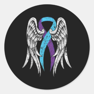 Suicide Awareness Clothing Wings Ribbon Suicide Pr Classic Round Sticker