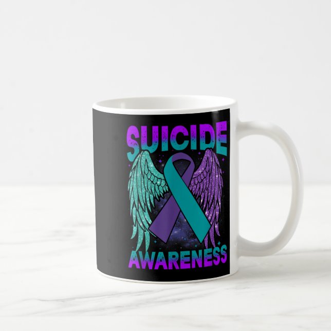 Suicide Awareness Clothing Wings Ribbon Suicide Pr Coffee Mug (Right)