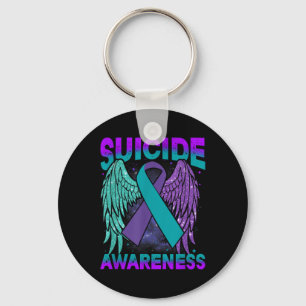 Suicide Awareness Clothing Wings Ribbon Suicide Pr Keychain