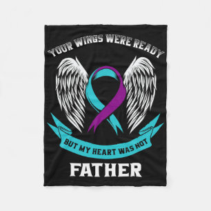 Suicide Awareness Dad Teal And Purple Ribbon Loss  Fleece Blanket