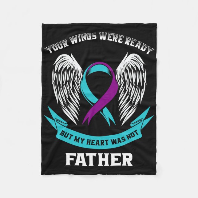 Suicide Awareness Dad Teal And Purple Ribbon Loss  Fleece Blanket (Front)