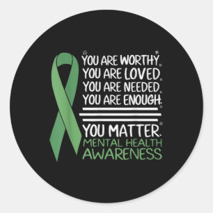 Suicide Awareness Depression Anxiety Mental Health Classic Round Sticker