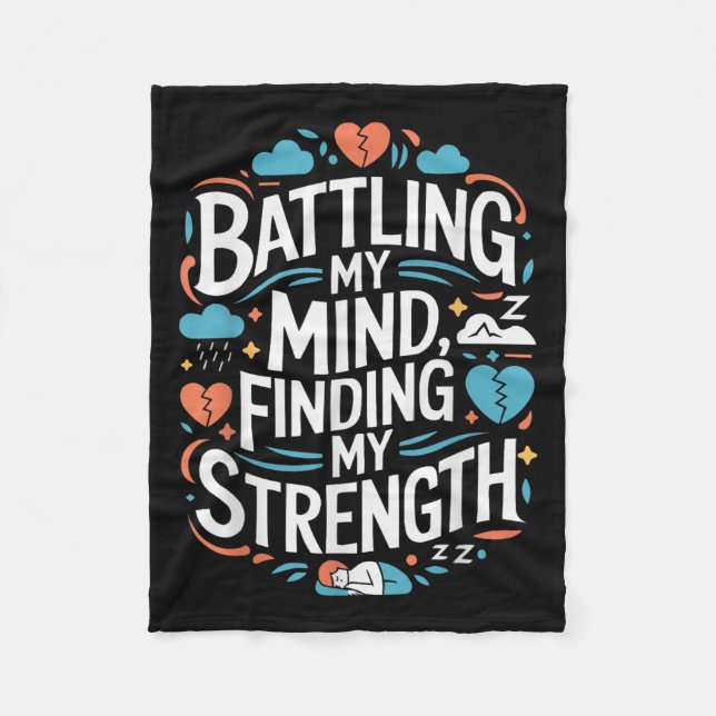 Suicide Awareness Depression Anxiety Mental Health Fleece Blanket (Front)