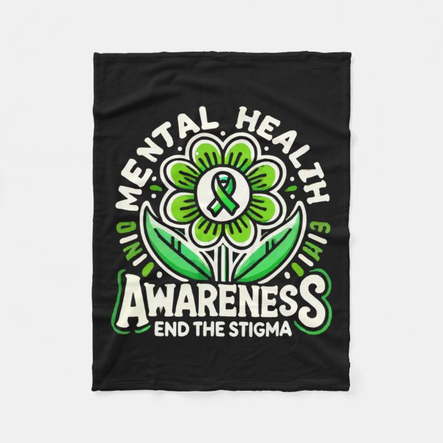 Suicide Awareness Depression Anxiety Mental Health Fleece Blanket (Front)