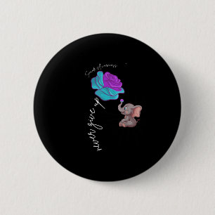 Suicide Awareness Flower Elephant Ribbon Graphic 2 Inch Round Button