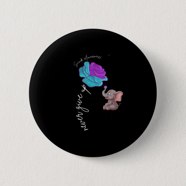 Suicide Awareness Flower Elephant Ribbon Graphic  2 Inch Round Button (Front)