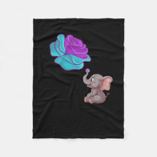 Suicide Awareness Flower Elephant Ribbon Graphic Fleece Blanket