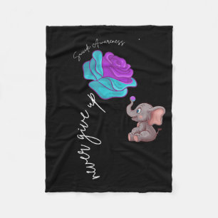 Suicide Awareness Flower Elephant Ribbon Graphic Fleece Blanket