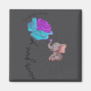 Suicide Awareness Flower Elephant Ribbon Graphic Magnet