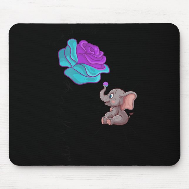 Suicide Awareness Flower Elephant Ribbon Graphic  Mouse Pad (Front)