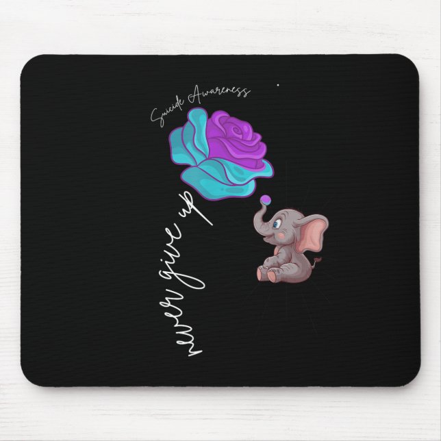 Suicide Awareness Flower Elephant Ribbon Graphic  Mouse Pad (Front)