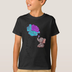 Suicide Awareness Flower Elephant Ribbon Graphic T-Shirt