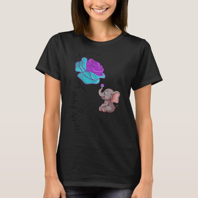 Suicide Awareness Flower Elephant Ribbon Graphic  T-Shirt (Front)