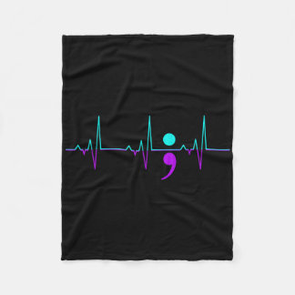 Suicide Awareness Heartbeat Happy Ribbon Support G Fleece Blanket