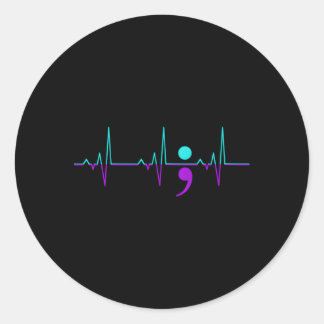 Suicide Awareness Hebeat Happy Ribbon Support Classic Round Sticker