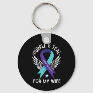 Suicide Awareness I Wear Teal And Purple For My Keychain