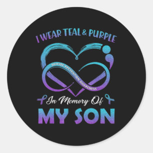 Suicide Awareness I Wear Teal and Purple In Memory Classic Round Sticker