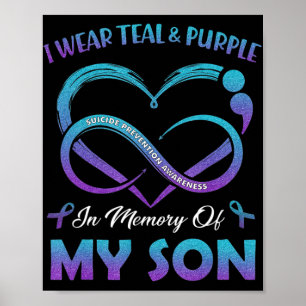 Suicide Awareness I Wear Teal and Purple In Memory Poster