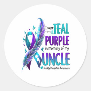 Suicide Awareness I Wear Teal Purple In Memory Of Classic Round Sticker