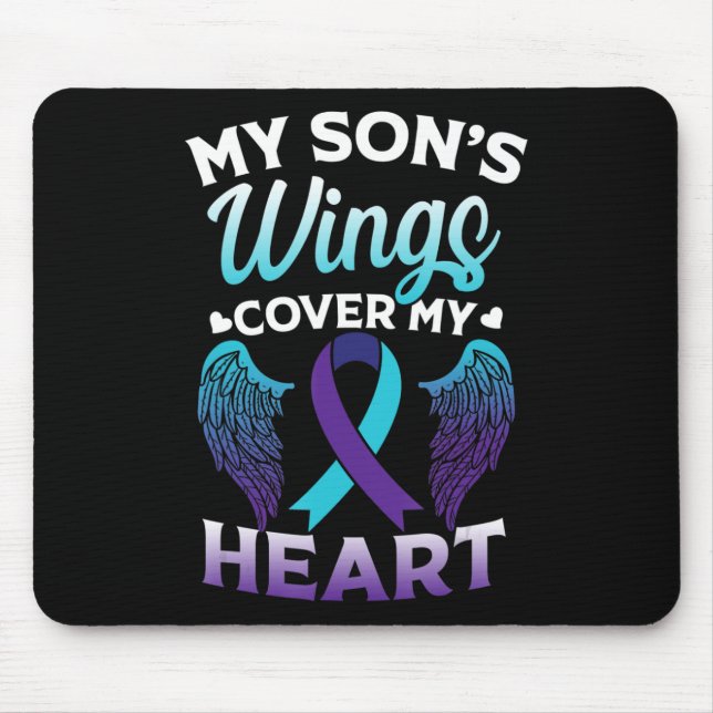 Suicide Awareness Memory of Son Wings Cover Heart  Mouse Pad (Front)