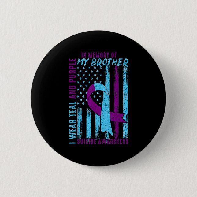 Suicide Awareness Month America Flag In Memory Of  2 Inch Round Button (Front)