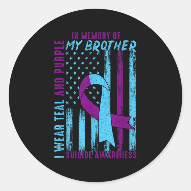 Suicide Awareness Month America Flag In Memory Of  Classic Round Sticker (Front)