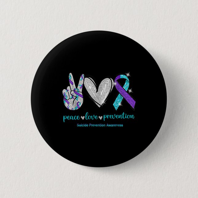 Suicide Awareness Peace Love Prevention 1  2 Inch Round Button (Front)