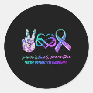 Suicide Awareness Peace Love Prevention Classic Round Sticker