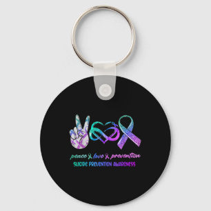 Suicide Awareness Peace Love Prevention Keychain