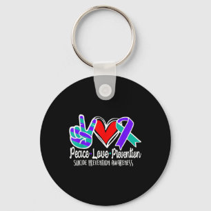 Suicide Awareness Peace Love Prevention Purple Keychain
