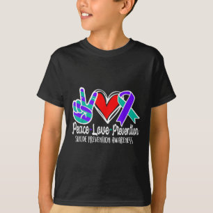 Suicide Awareness Peace Love Prevention Purple T-Shirt