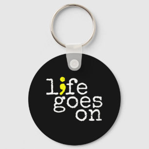 Suicide Awareness Positive Life Goes On Semicolon Keychain
