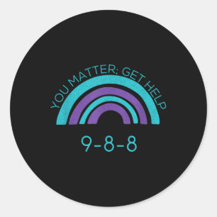Suicide Awareness Prevention 988 Classic Round Sticker