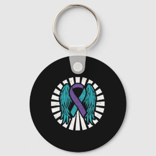 Suicide Awareness Prevention Angel Wings Teal Purp Keychain