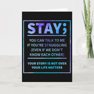 Suicide Awareness Prevention Semicolon Mental Heal Card