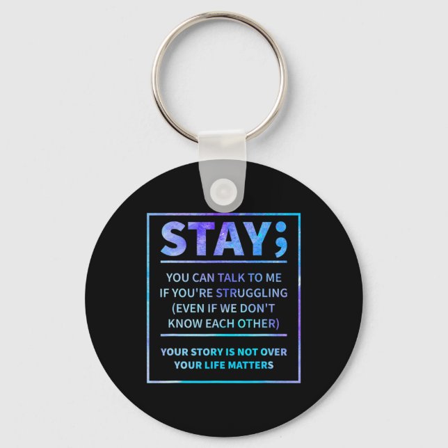 Suicide Awareness Prevention Semicolon Mental Heal Keychain (Front)