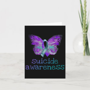 Suicide Awareness Purple Teal Butterfly Semicolon  Card