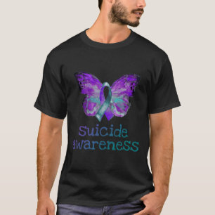 Suicide Awareness Purple Teal Butterfly Semicolon T-Shirt